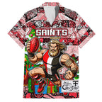 Custom Saints Rugby Merry Christmas Family Matching Off Shoulder Maxi Dress and Hawaiian Shirt Indigenous Australian Art