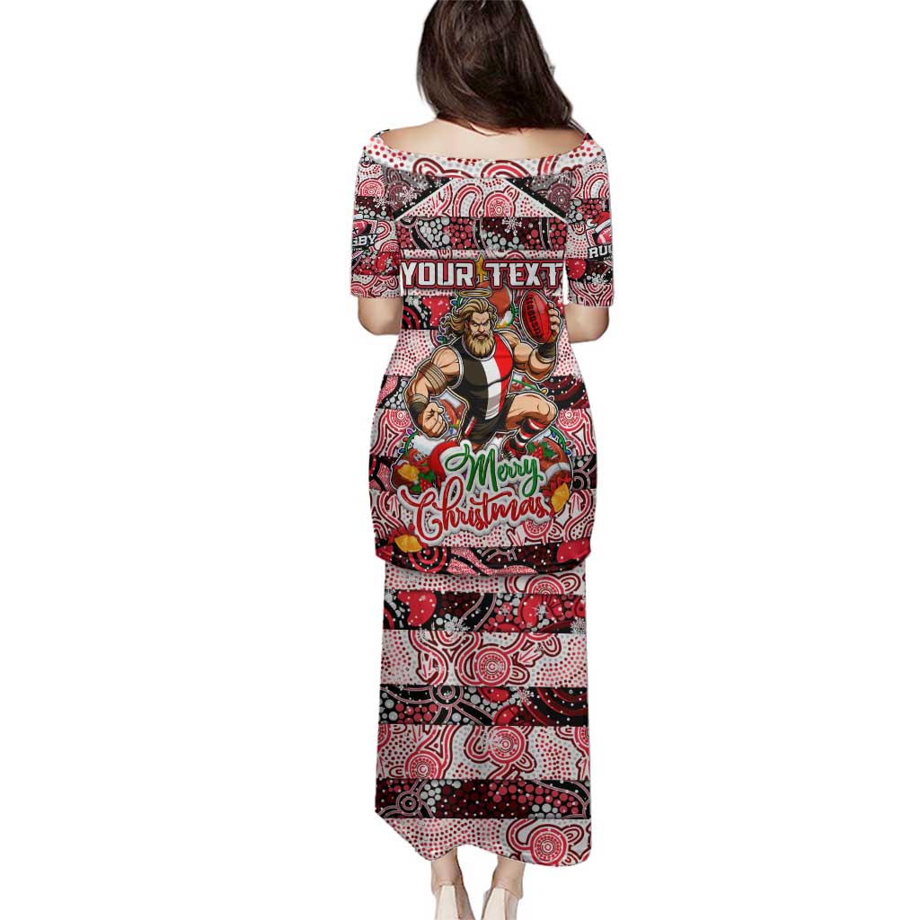Custom Saints Rugby Merry Christmas Family Matching Puletasi and Hawaiian Shirt Indigenous Australian Art