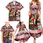 Custom Saints Rugby Merry Christmas Family Matching Summer Maxi Dress and Hawaiian Shirt Indigenous Australian Art
