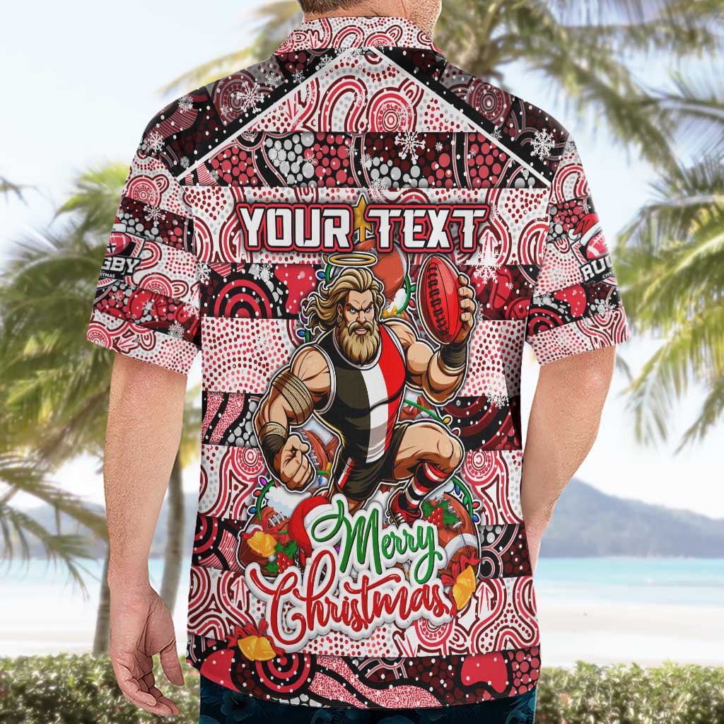 Custom Saints Rugby Merry Christmas Hawaiian Shirt Indigenous Australian Art
