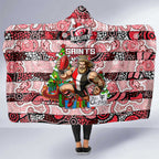 Saints Football Merry Christmas Hooded Blanket Indigenous Australian Art