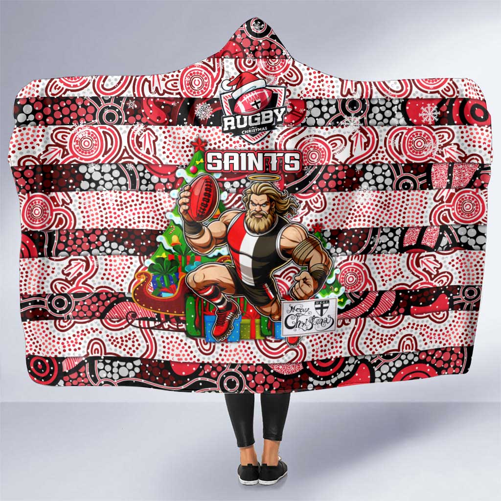Saints Football Merry Christmas Hooded Blanket Indigenous Australian Art