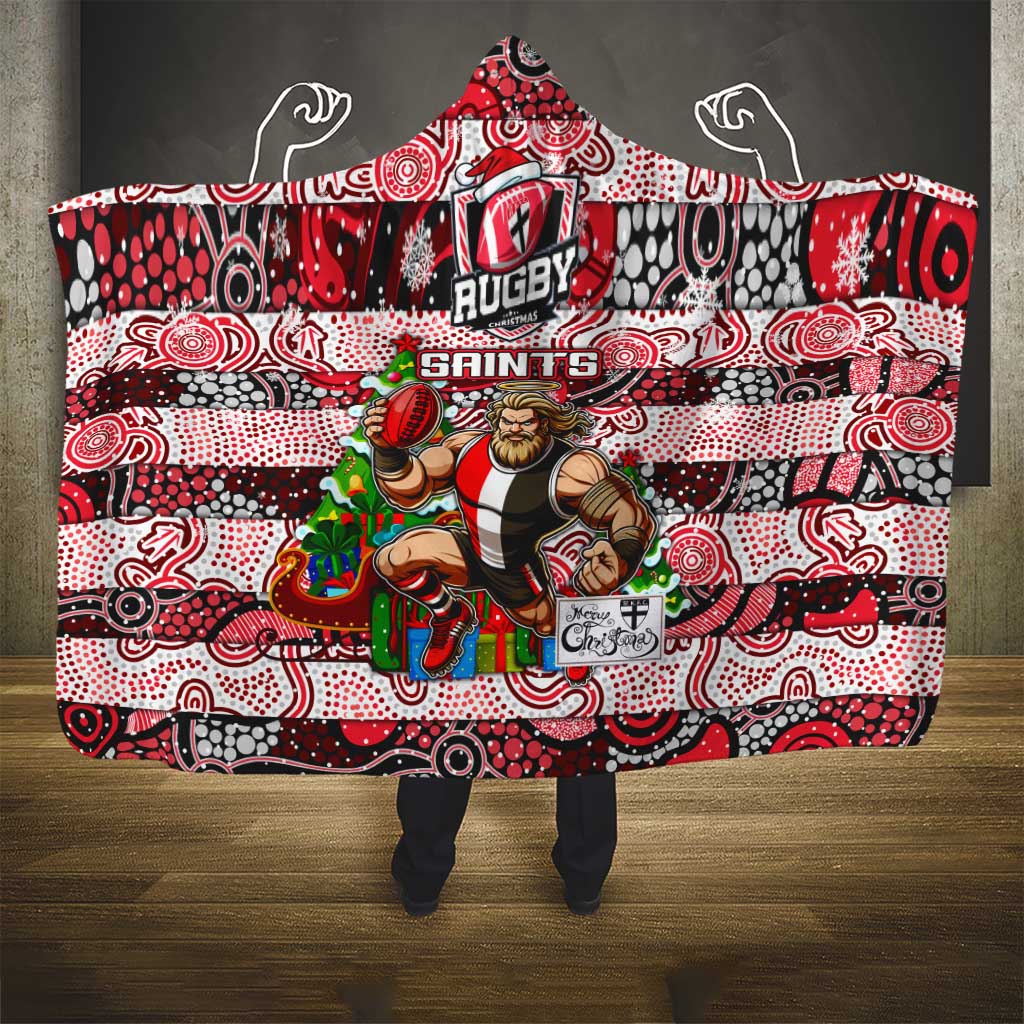 Saints Football Merry Christmas Hooded Blanket Indigenous Australian Art