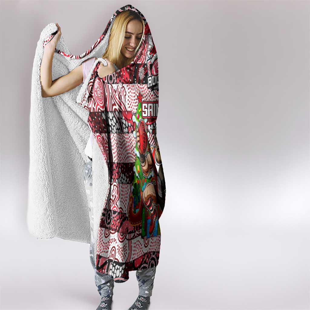 Saints Football Merry Christmas Hooded Blanket Indigenous Australian Art