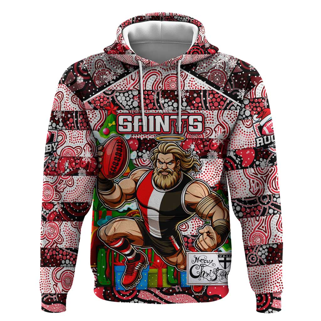 Custom Saints Rugby Merry Christmas Hoodie Indigenous Australian Art