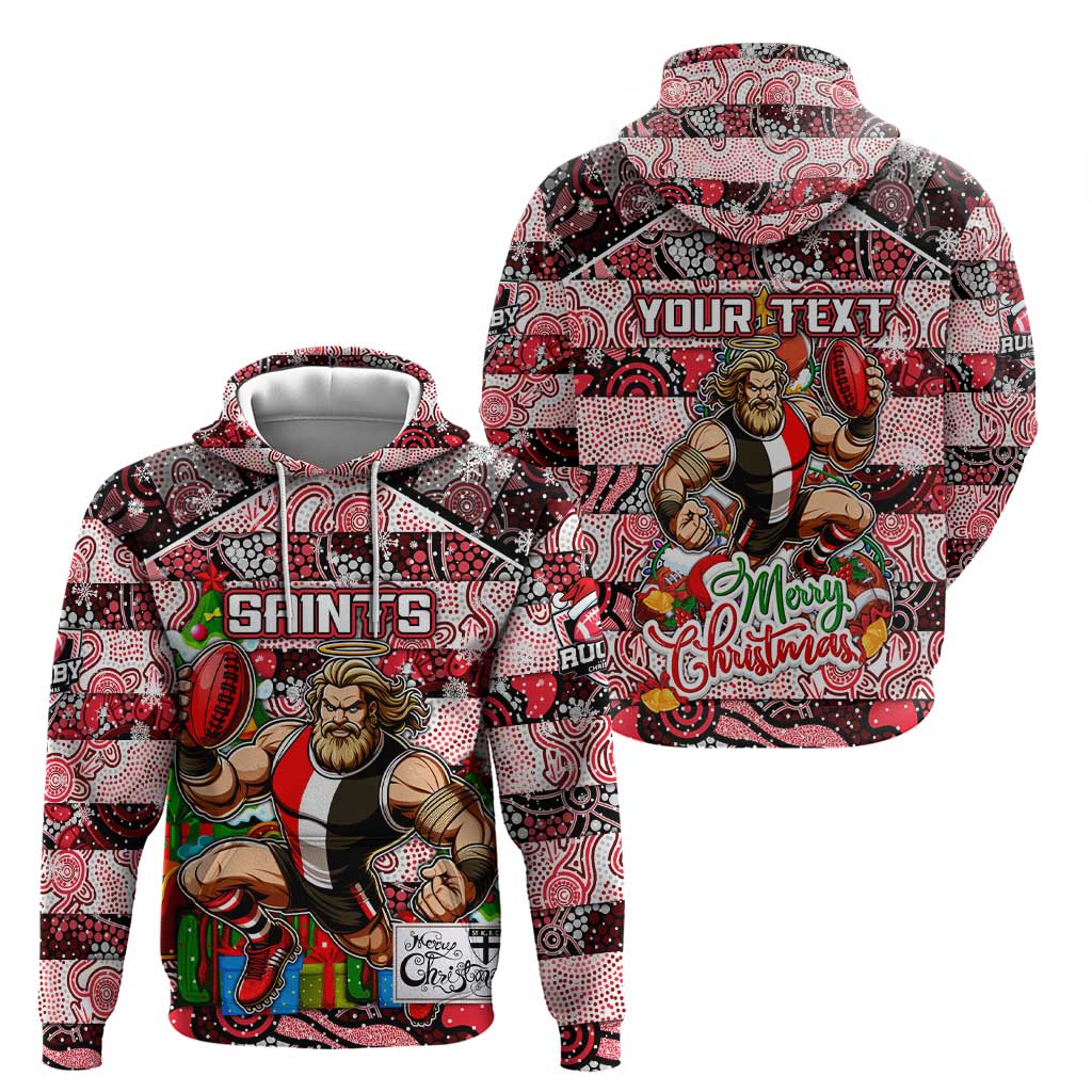 Custom Saints Rugby Merry Christmas Hoodie Indigenous Australian Art
