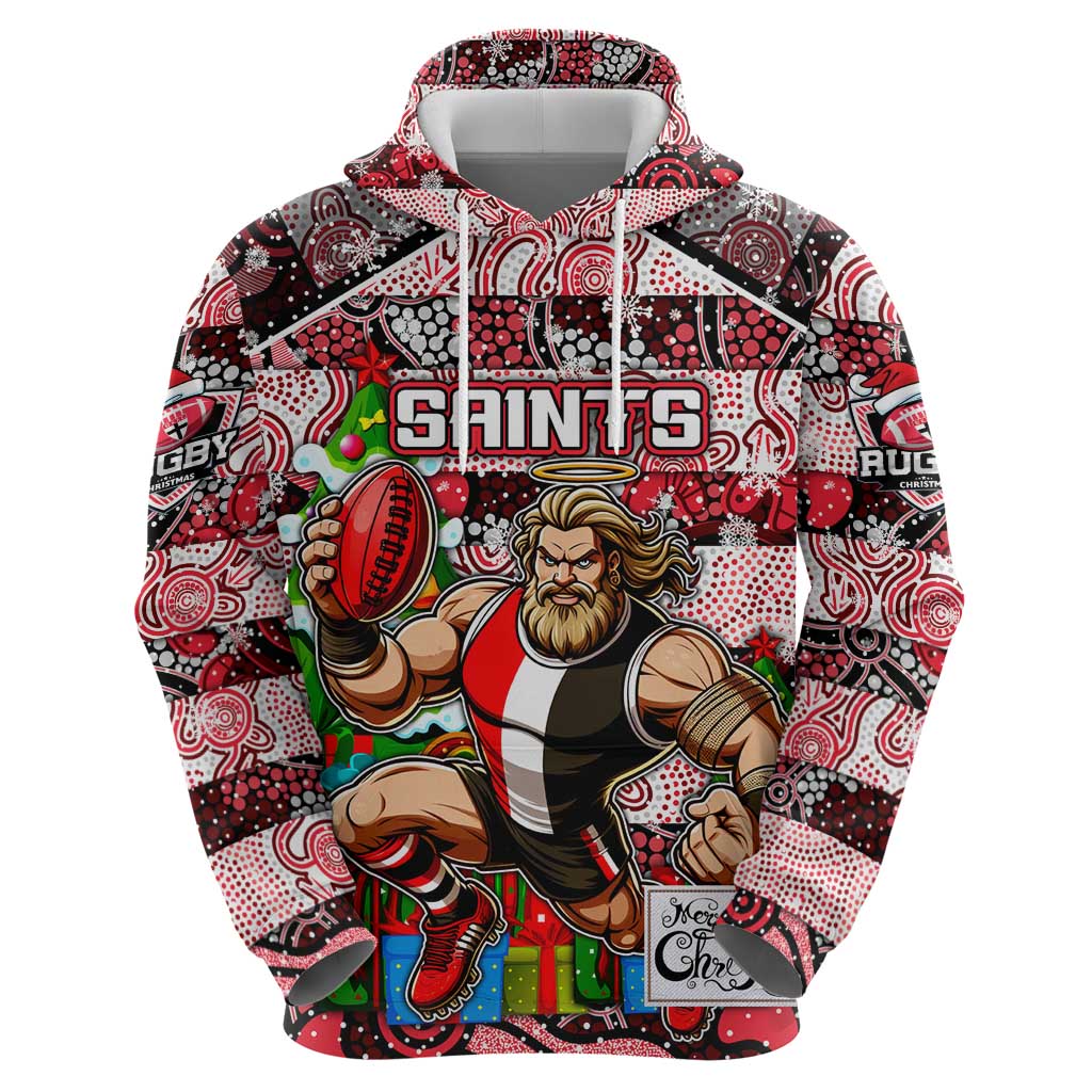 Custom Saints Rugby Merry Christmas Hoodie Indigenous Australian Art