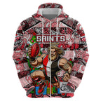 Custom Saints Rugby Merry Christmas Hoodie Indigenous Australian Art