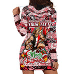 Custom Saints Rugby Merry Christmas Hoodie Dress Indigenous Australian Art