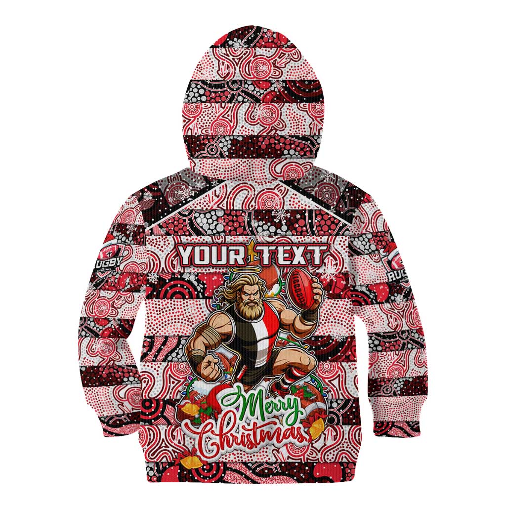 Custom Saints Rugby Merry Christmas Kid Hoodie Indigenous Australian Art
