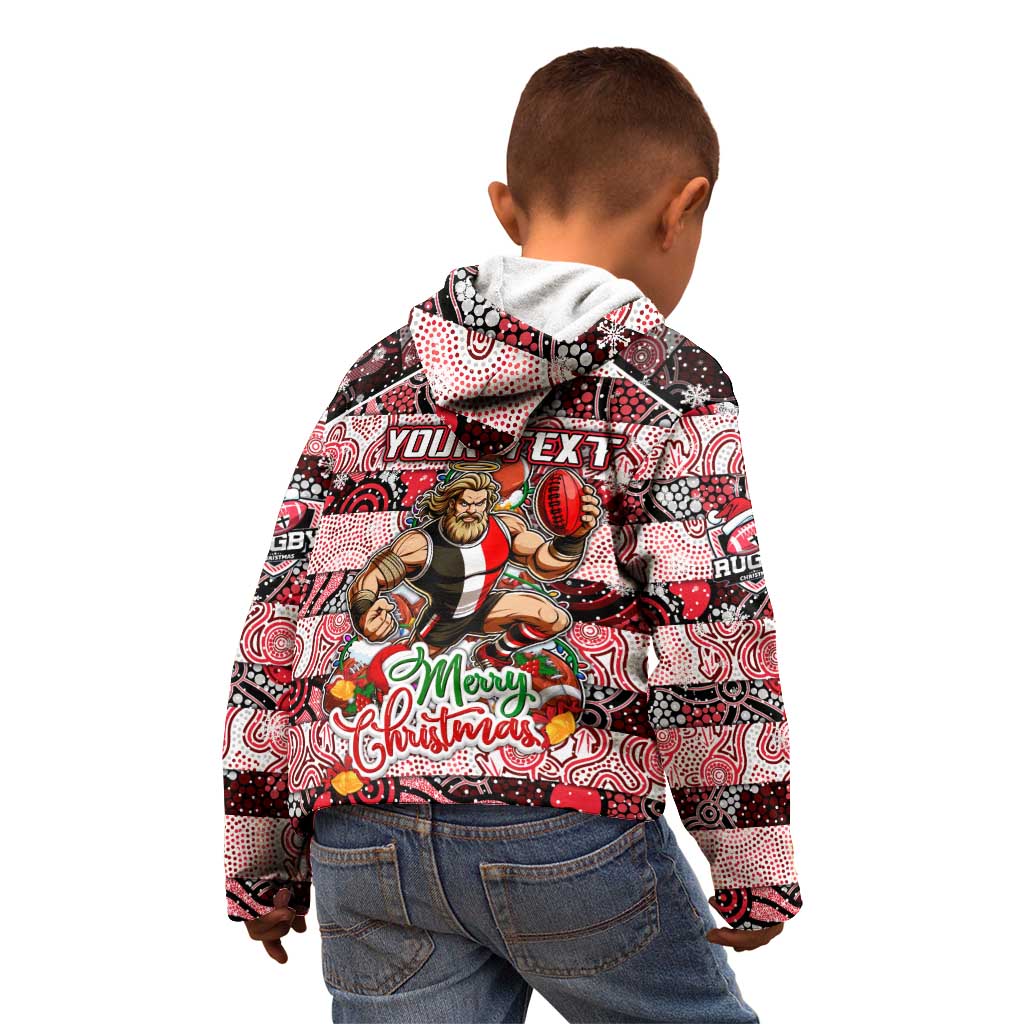 Custom Saints Rugby Merry Christmas Kid Hoodie Indigenous Australian Art