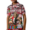 Custom Saints Rugby Merry Christmas Kid Polo Shirt Indigenous Australian Art