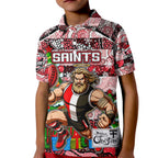 Custom Saints Rugby Merry Christmas Kid Polo Shirt Indigenous Australian Art