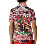 Custom Saints Rugby Merry Christmas Kid Polo Shirt Indigenous Australian Art