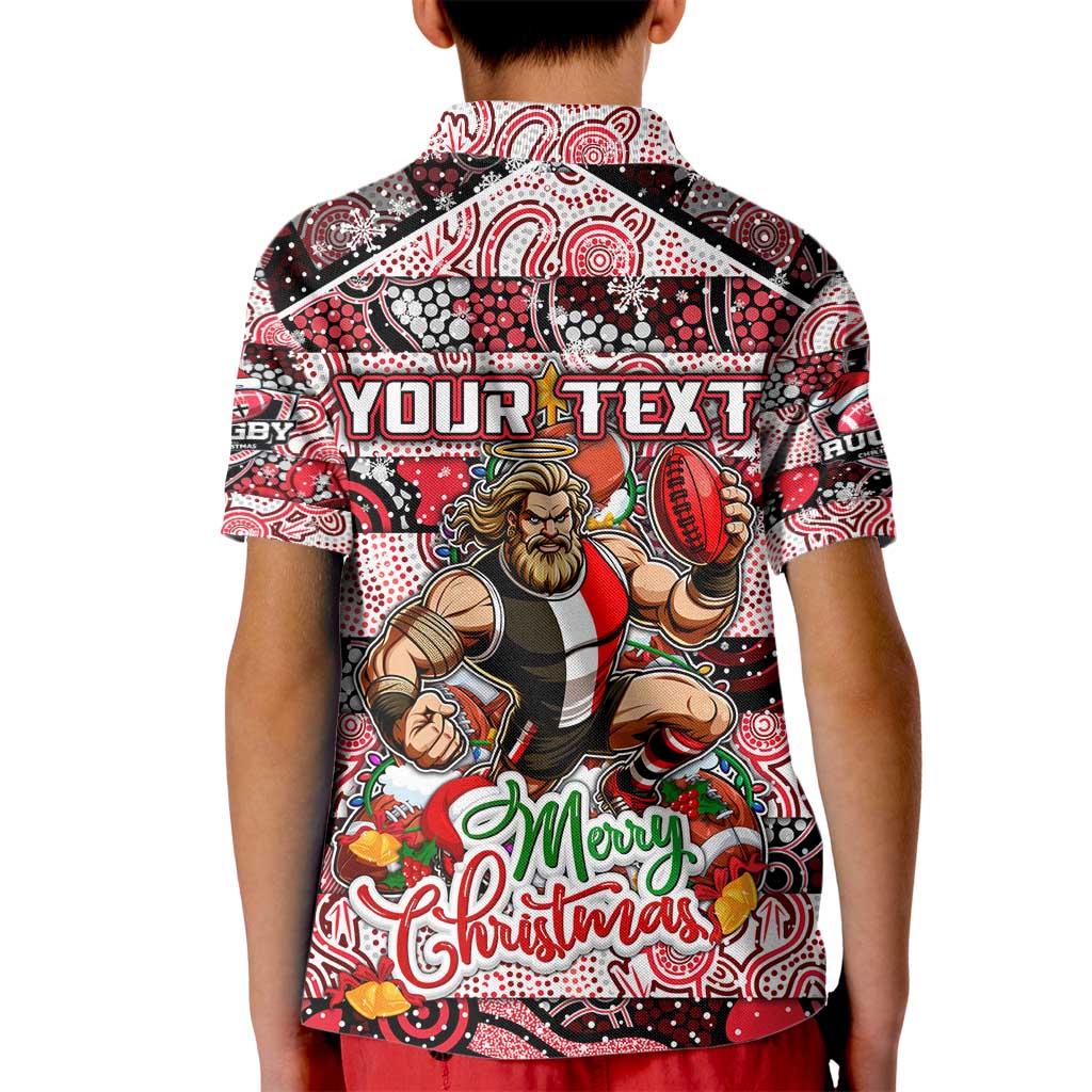 Custom Saints Rugby Merry Christmas Kid Polo Shirt Indigenous Australian Art