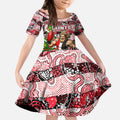 Custom Saints Rugby Merry Christmas Kid Short Sleeve Dress Indigenous Australian Art