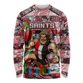 Custom Saints Rugby Merry Christmas Long Sleeve Shirt Indigenous Australian Art