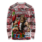 Custom Saints Rugby Merry Christmas Long Sleeve Shirt Indigenous Australian Art
