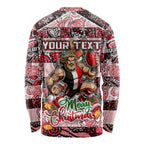 Custom Saints Rugby Merry Christmas Long Sleeve Shirt Indigenous Australian Art
