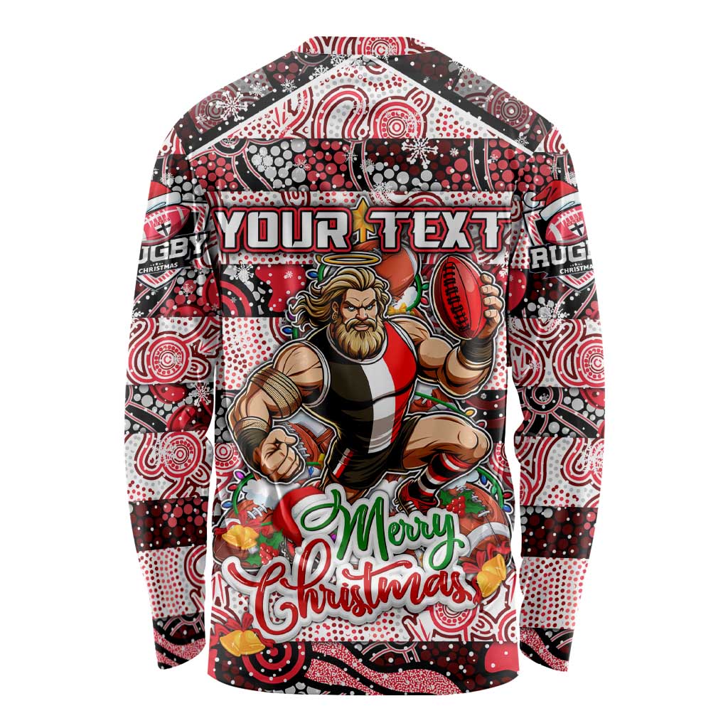 Custom Saints Rugby Merry Christmas Long Sleeve Shirt Indigenous Australian Art