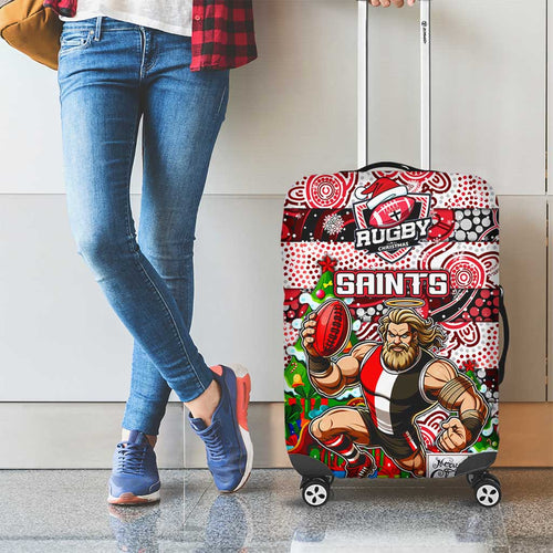 Saints Football Merry Christmas Luggage Cover Indigenous Australian Art