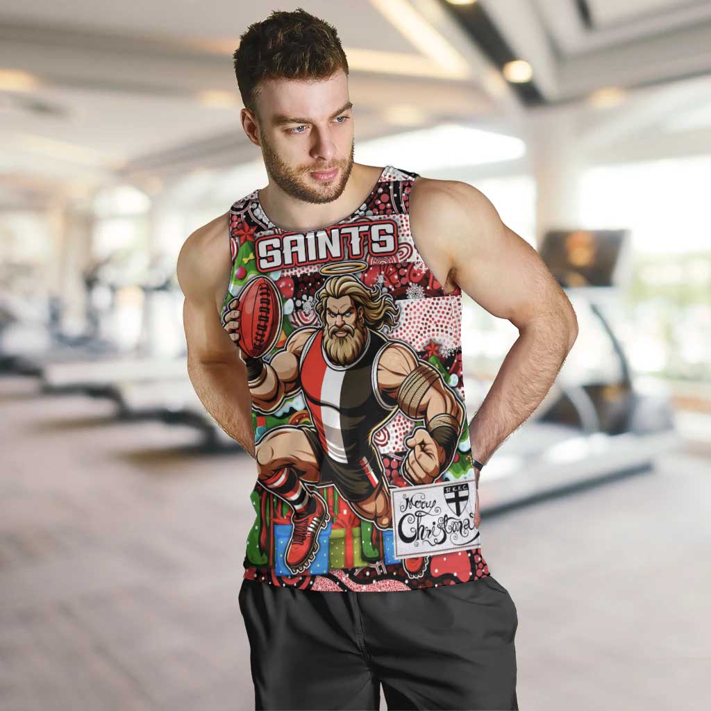 Custom Saints Rugby Merry Christmas Men Tank Top Indigenous Australian Art