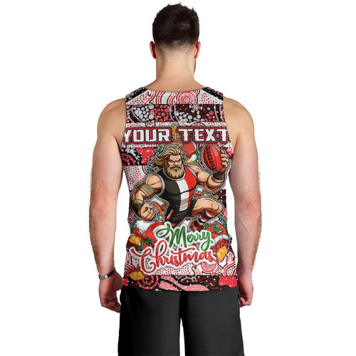 Custom Saints Rugby Merry Christmas Men Tank Top Indigenous Australian Art