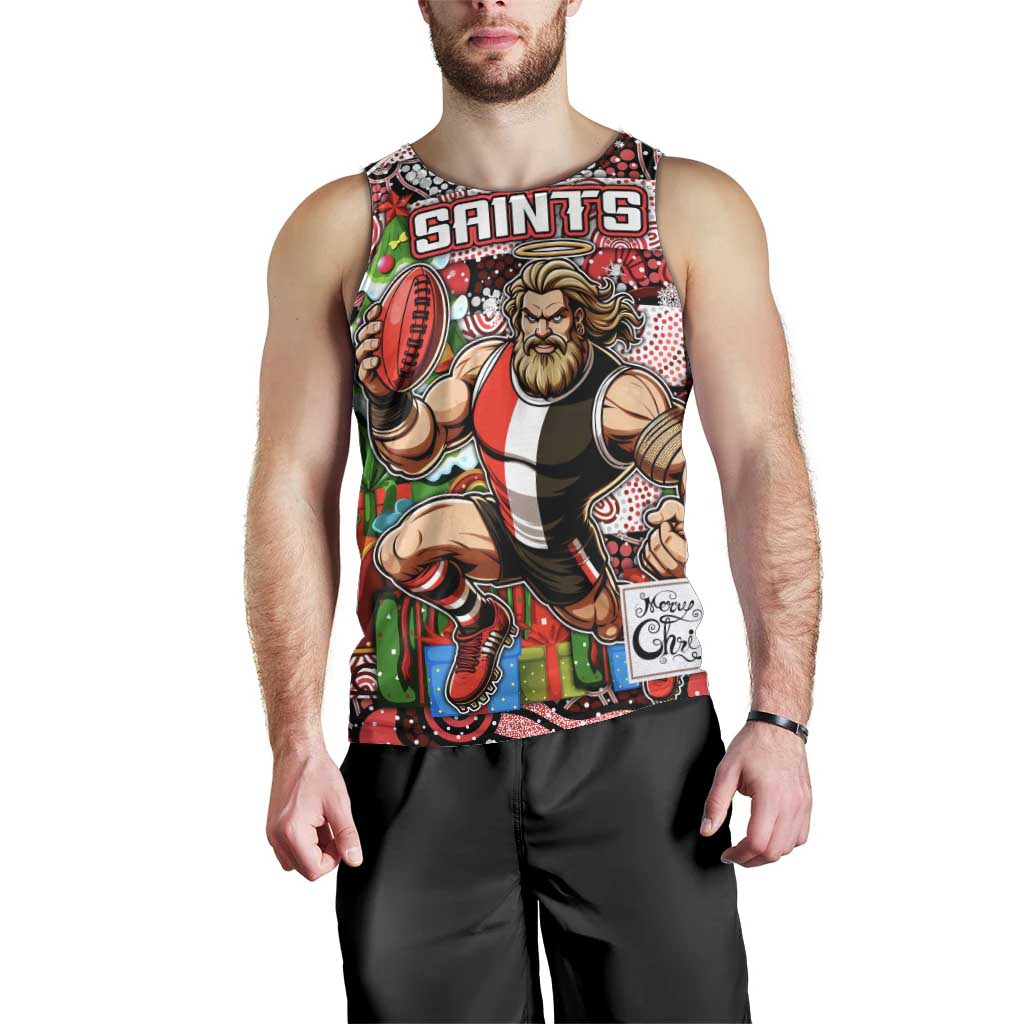 Custom Saints Rugby Merry Christmas Men Tank Top Indigenous Australian Art