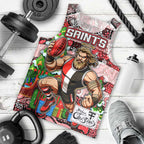 Custom Saints Rugby Merry Christmas Men Tank Top Indigenous Australian Art