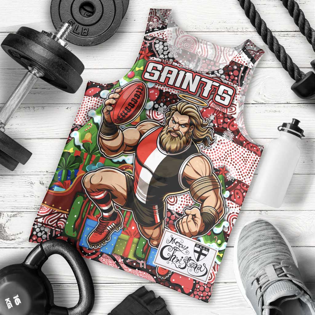 Custom Saints Rugby Merry Christmas Men Tank Top Indigenous Australian Art