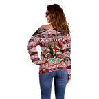 Custom Saints Rugby Merry Christmas Off Shoulder Sweater Indigenous Australian Art