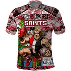 Custom Saints Rugby Merry Christmas Polo Shirt Indigenous Australian Art