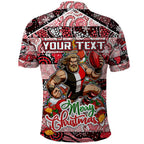Custom Saints Rugby Merry Christmas Polo Shirt Indigenous Australian Art