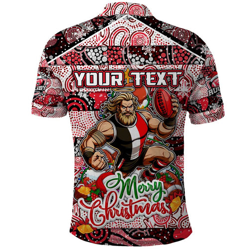 Custom Saints Rugby Merry Christmas Polo Shirt Indigenous Australian Art