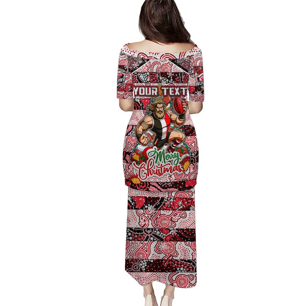 Custom Saints Rugby Merry Christmas Puletasi Indigenous Australian Art