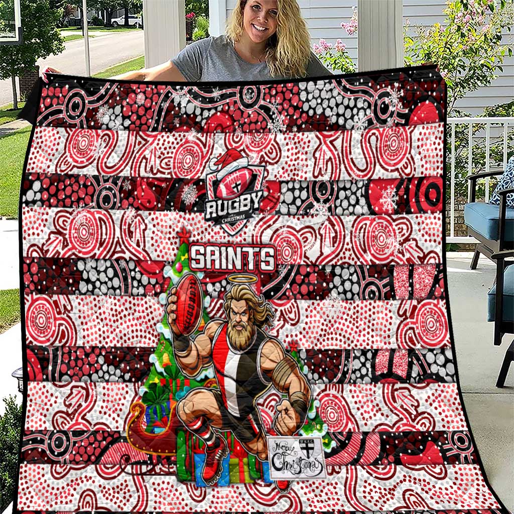 Saints Football Merry Christmas Quilt Indigenous Australian Art