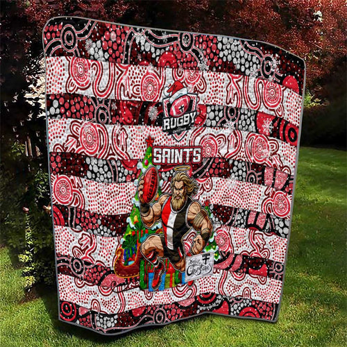 Saints Football Merry Christmas Quilt Indigenous Australian Art