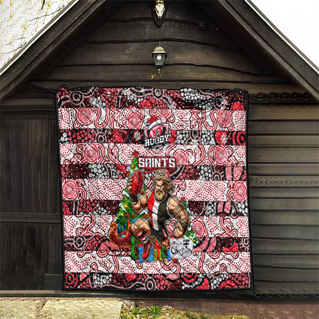 Saints Football Merry Christmas Quilt Indigenous Australian Art