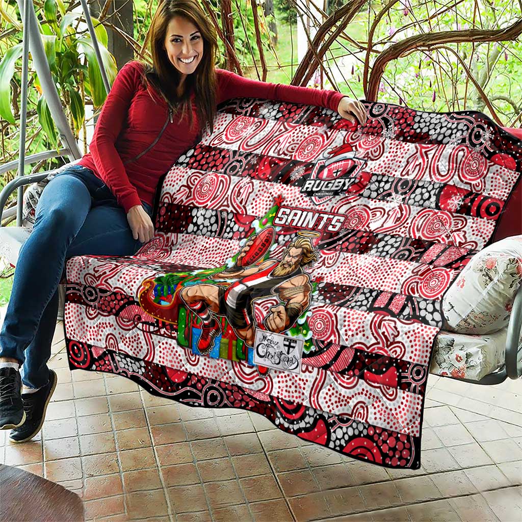 Saints Football Merry Christmas Quilt Indigenous Australian Art