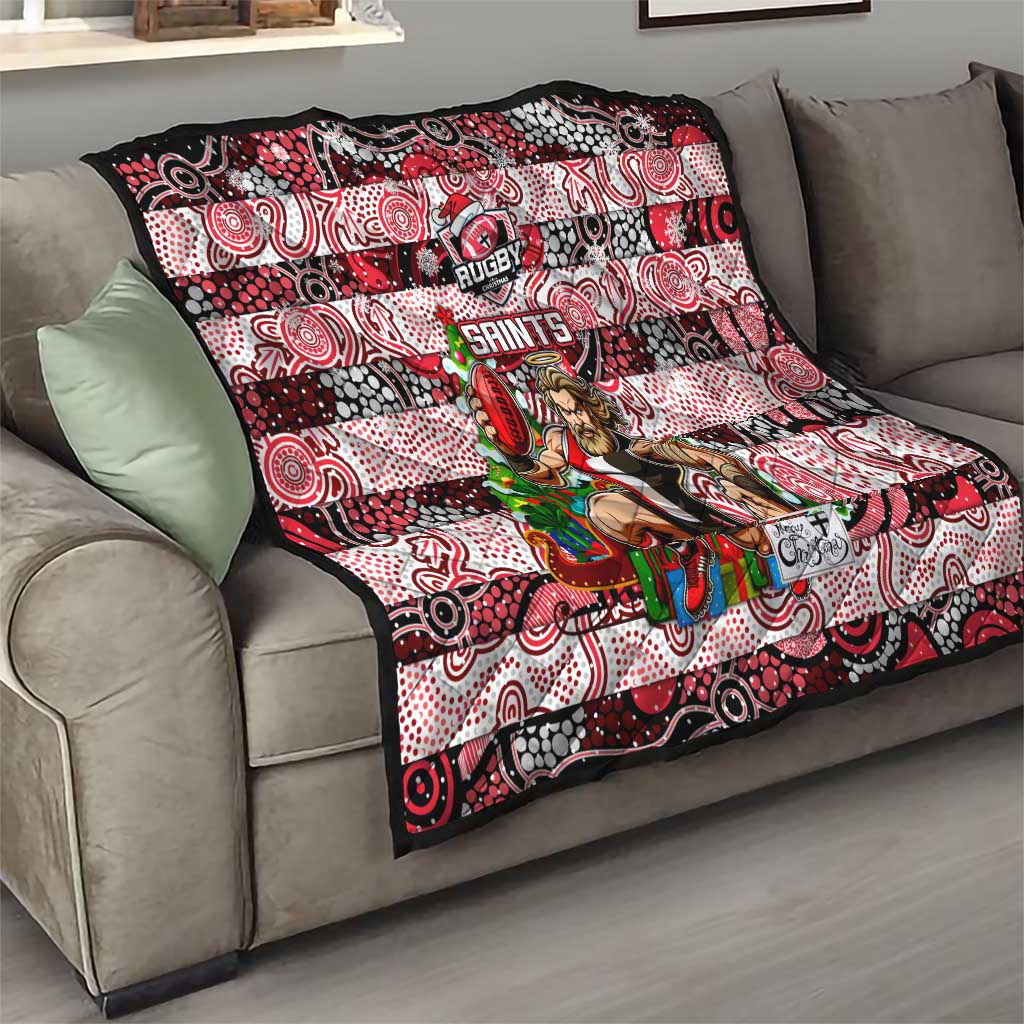 Saints Football Merry Christmas Quilt Indigenous Australian Art