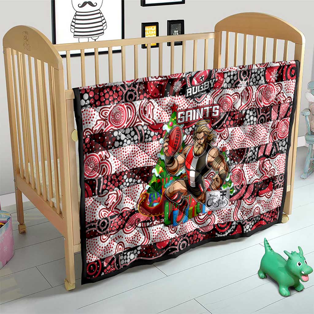 Saints Football Merry Christmas Quilt Indigenous Australian Art
