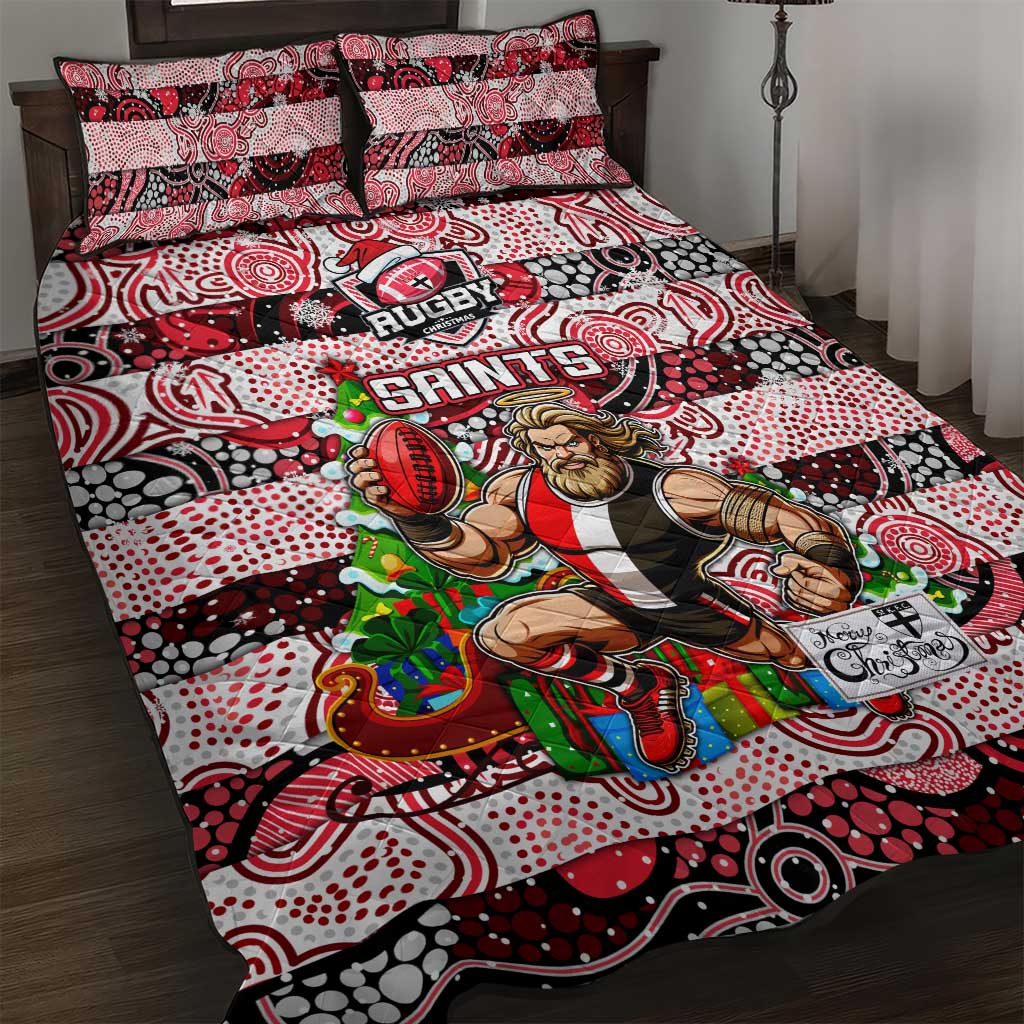 Saints Football Merry Christmas Quilt Bed Set Indigenous Australian Art
