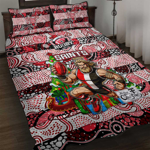 Saints Football Merry Christmas Quilt Bed Set Indigenous Australian Art