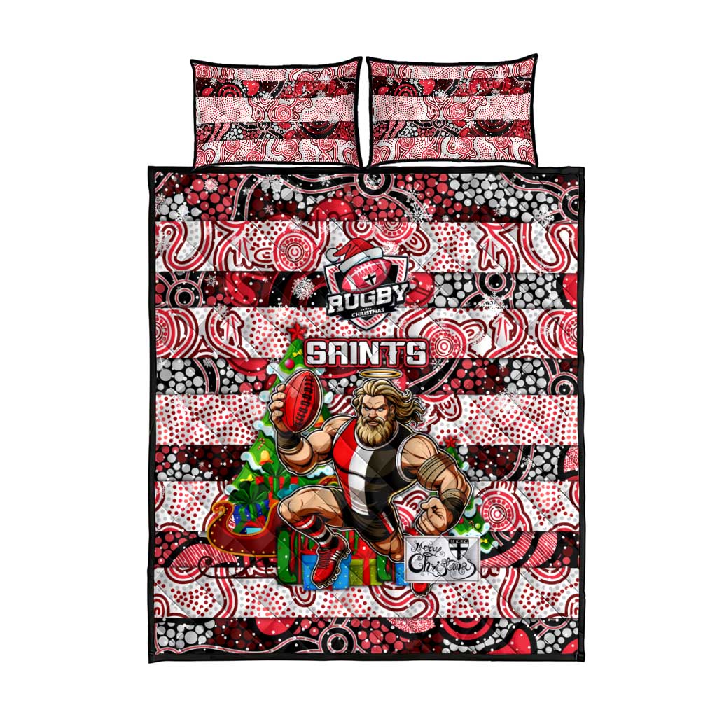 Saints Football Merry Christmas Quilt Bed Set Indigenous Australian Art