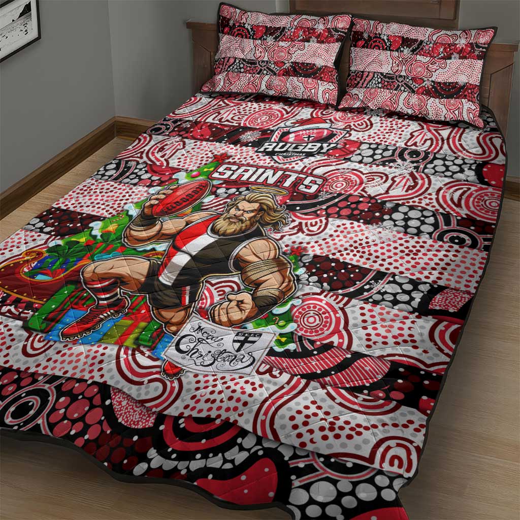 Saints Football Merry Christmas Quilt Bed Set Indigenous Australian Art