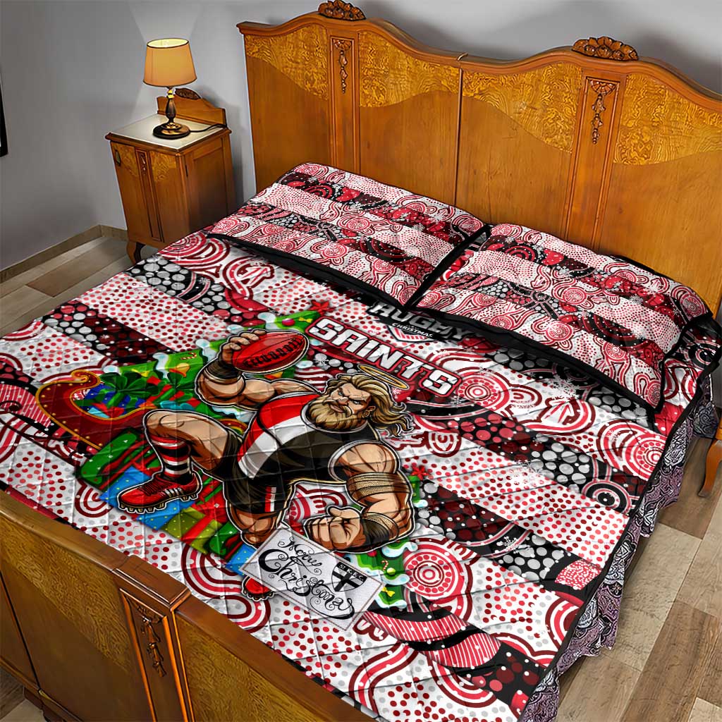 Saints Football Merry Christmas Quilt Bed Set Indigenous Australian Art