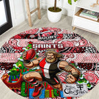 Saints Football Merry Christmas Round Carpet Indigenous Australian Art