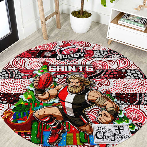 Saints Football Merry Christmas Round Carpet Indigenous Australian Art