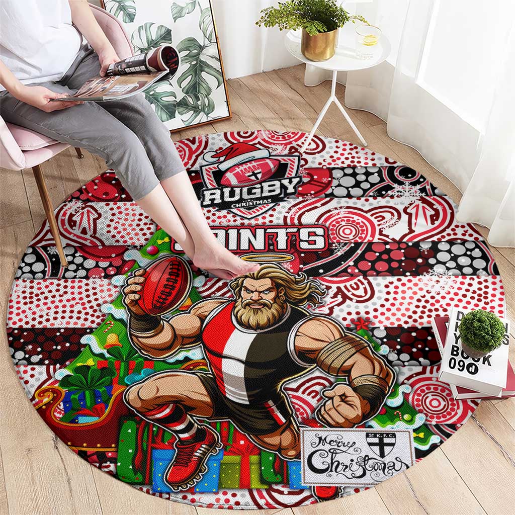 Saints Football Merry Christmas Round Carpet Indigenous Australian Art