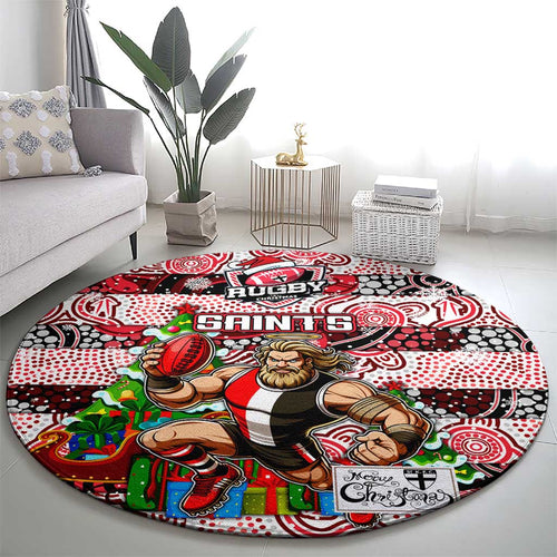 Saints Football Merry Christmas Round Carpet Indigenous Australian Art